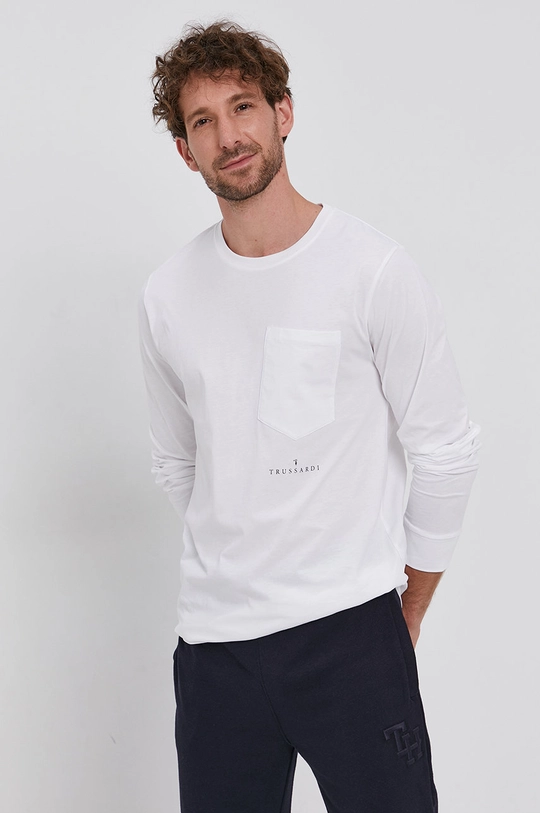 Trussardi - Longsleeve bawełniany biały