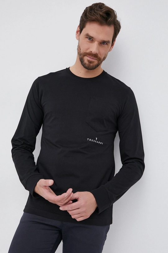 czarny Trussardi - Longsleeve bawełniany