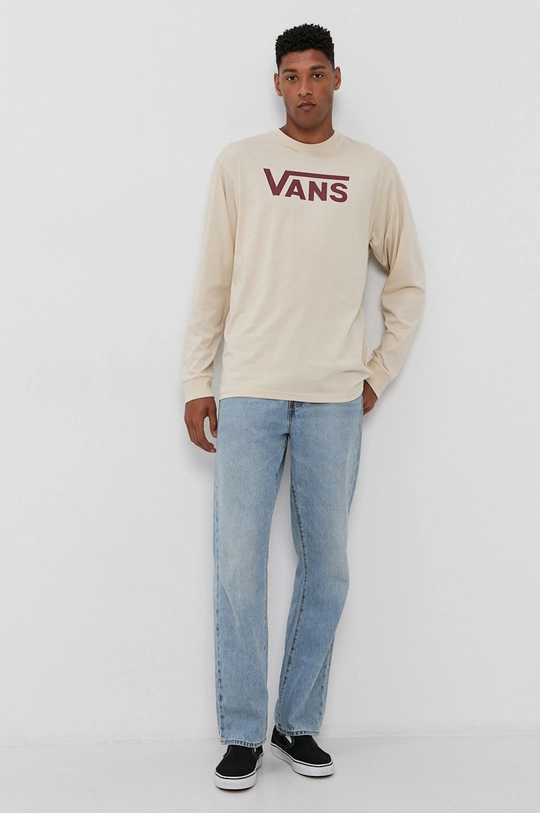 Vans Longsleeve bawełniany beżowy