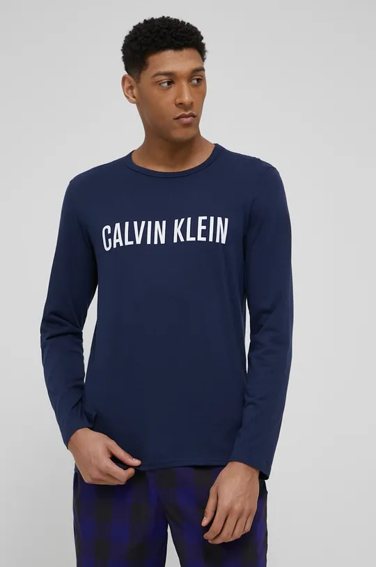 σκούρο μπλε Βαμβακερή μπλούζα πιτζάμας με μακριά μανίκια Calvin Klein Underwear Ανδρικά