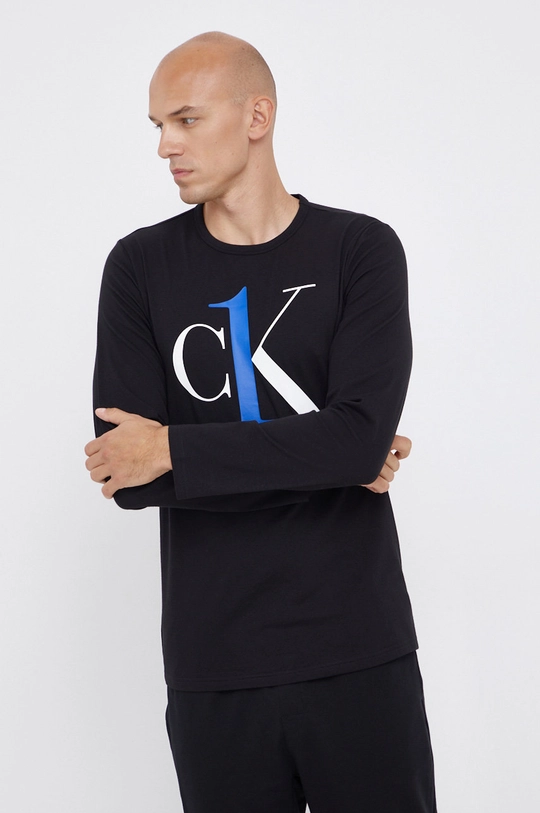 Pyžamové tričko s dlhým rukávom Calvin Klein Underwear čierna