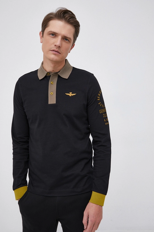 czarny Aeronautica Militare Longsleeve Męski