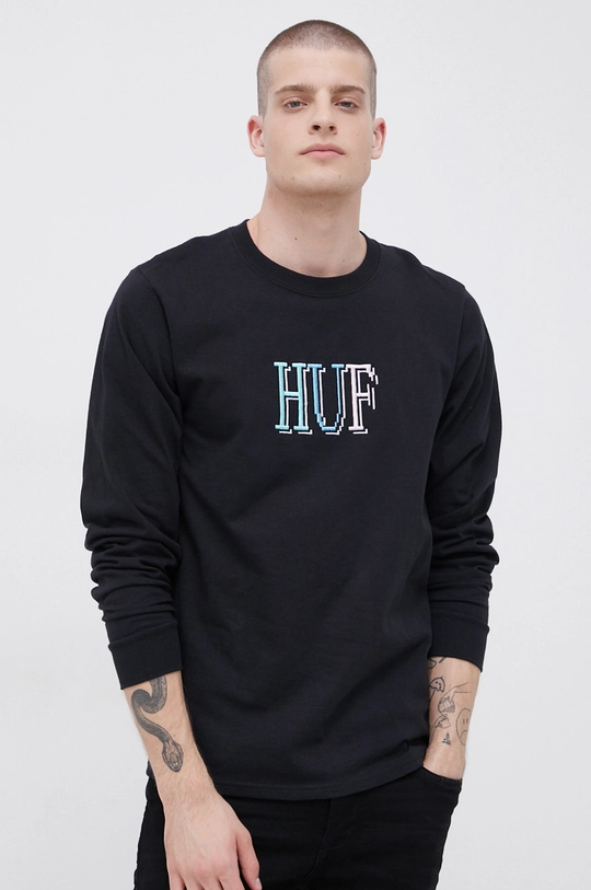 czarny HUF Longsleeve bawełniany Męski