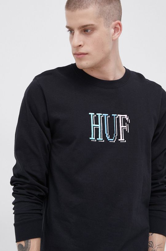 černá Bavlněné tričko s dlouhým rukávem HUF