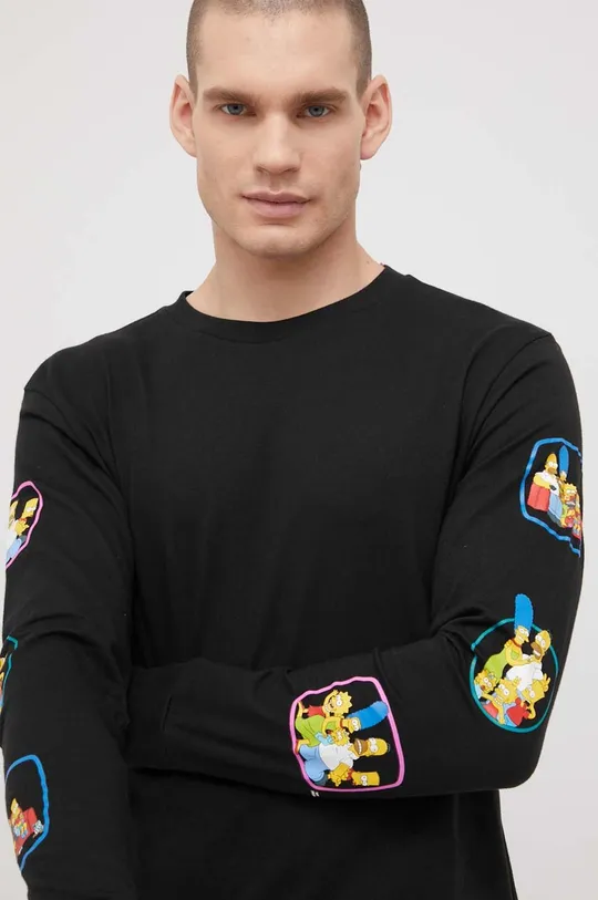 μαύρο Βαμβακερό πουκάμισο με μακριά μανίκια Billabong Simpsons