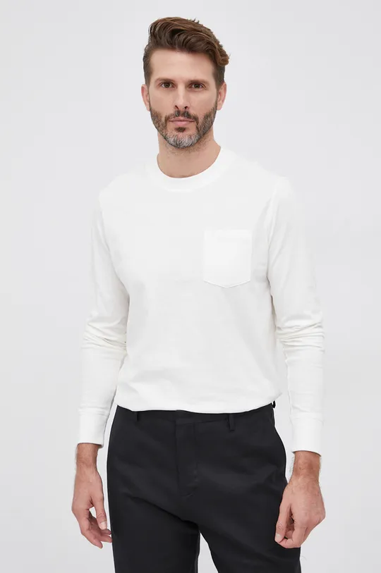biela Bavlnené tričko s dlhým rukávom s.Oliver Pánsky