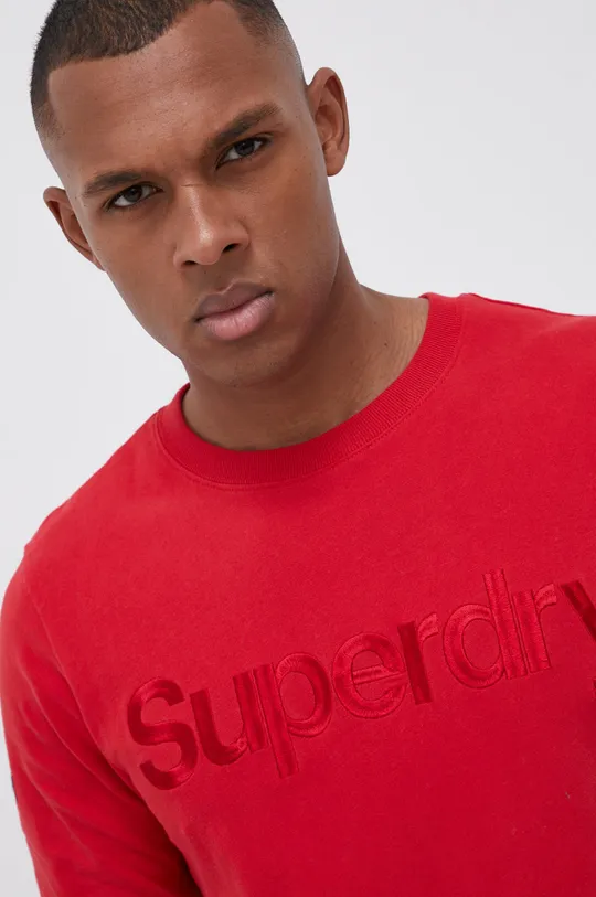 crvena Pamučna majica dugih rukava Superdry