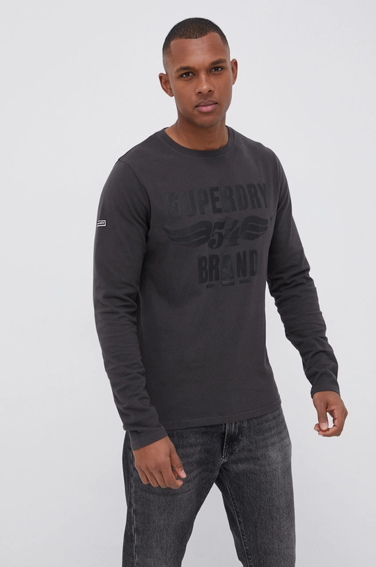 szary Superdry Longsleeve bawełniany Męski