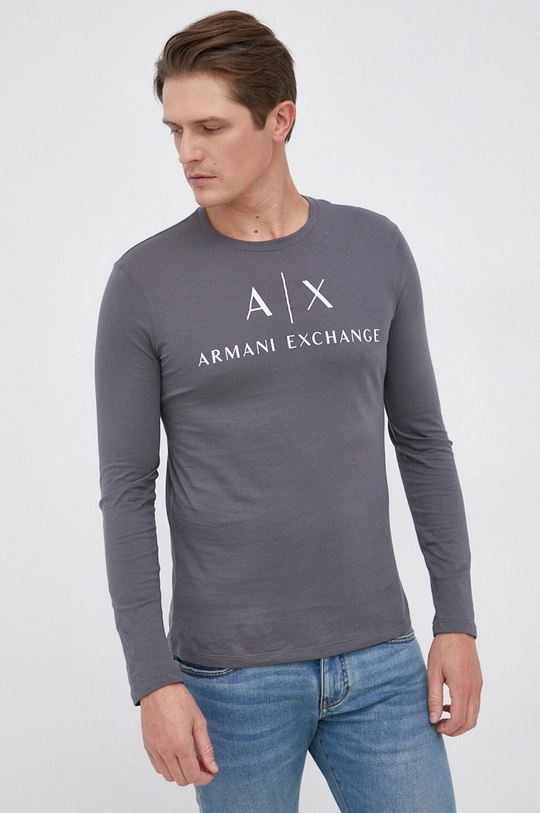 szary Armani Exchange Longsleeve bawełniany 8NZTCH.Z8H4Z Męski