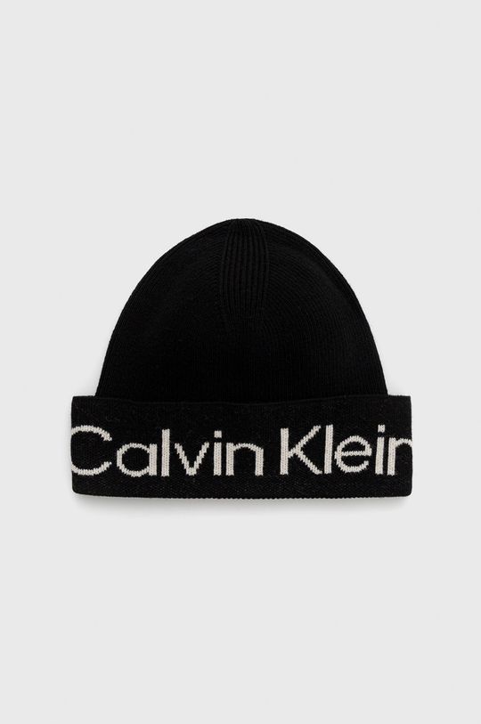 czarny Calvin Klein Czapka z domieszką kaszmiru Damski