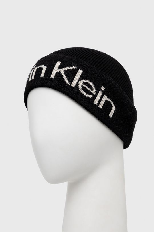 Calvin Klein Czapka z domieszką kaszmiru czarny