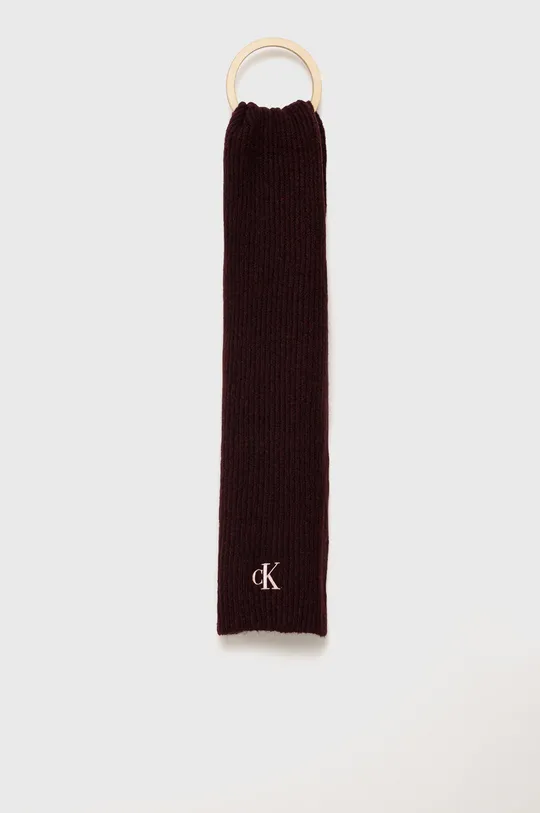 Calvin Klein Jeans czapka i szalik z domieszką wełny bordowy