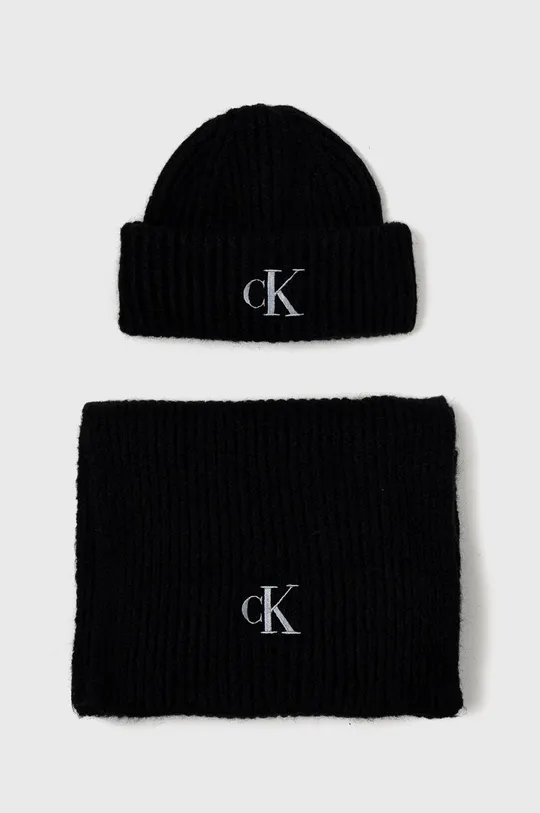 crna Kapa i šal s dodatkom vune Calvin Klein Jeans Ženski