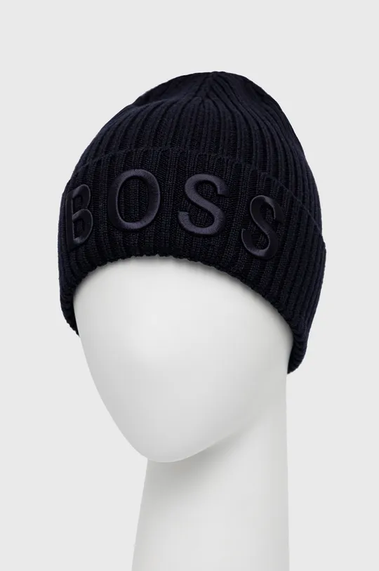 Шерстяная шапка Boss тёмно-синий