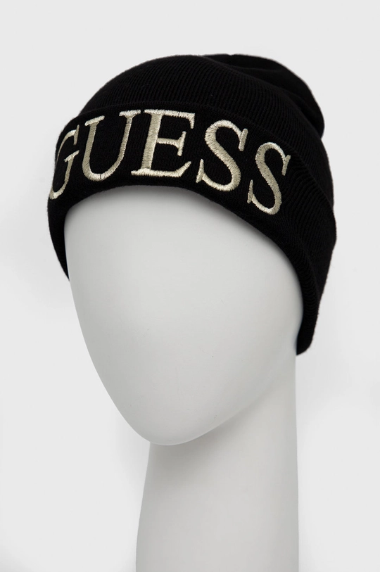 Шапка з домішкою вовни Guess чорний