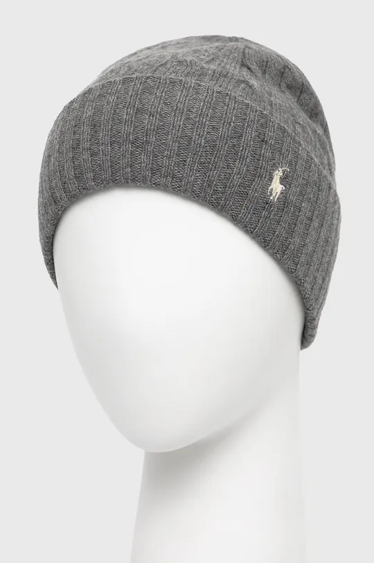 Шерстяная шапка Polo Ralph Lauren серый
