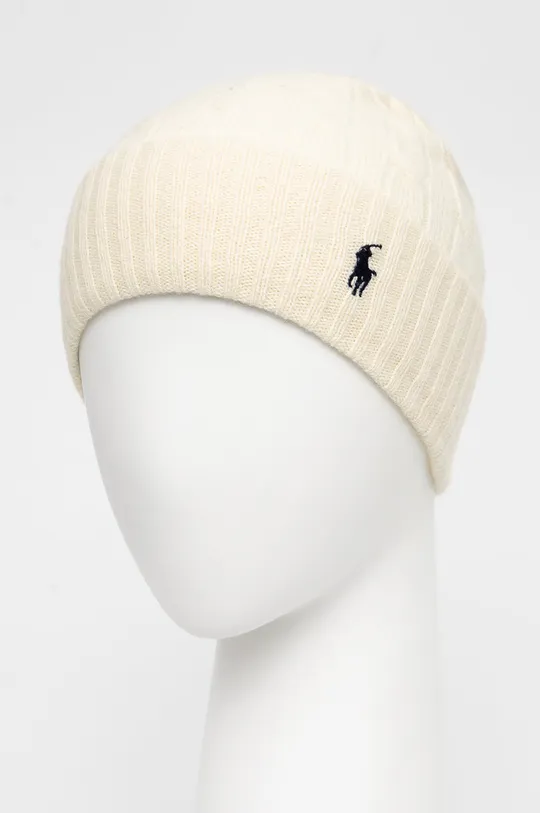 Шерстяная шапка Polo Ralph Lauren бежевый