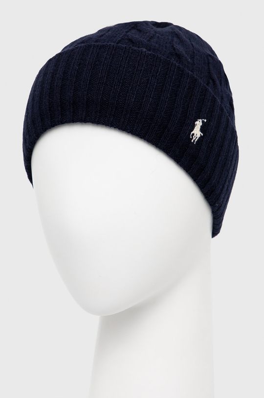 Vlněný klobouk Polo Ralph Lauren námořnická modř