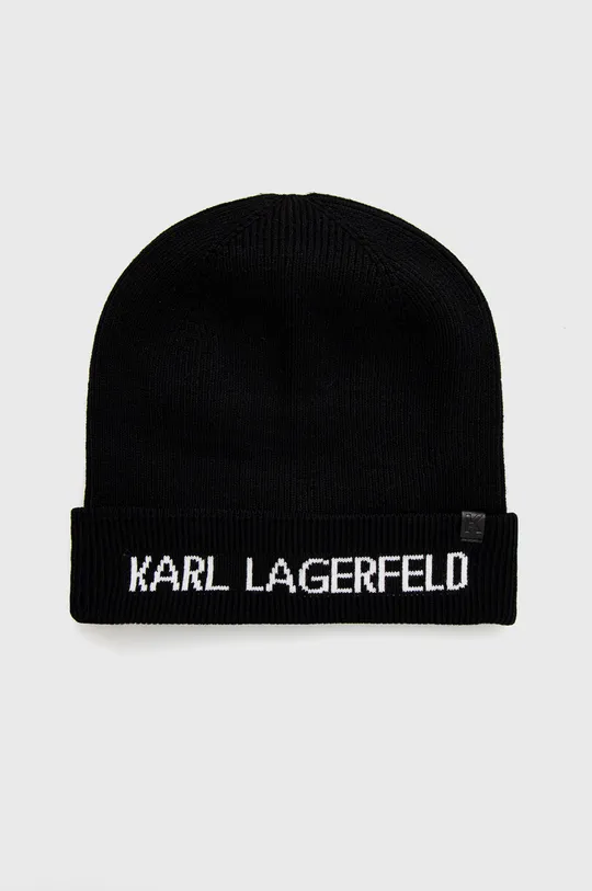 čierna Čiapka s prímesou kašmíru Karl Lagerfeld Dámsky