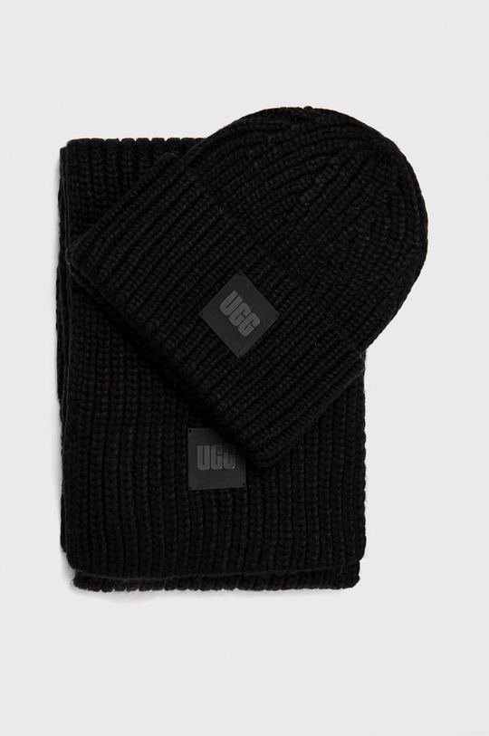 black UGG wool blend beanie and scarf Women’s