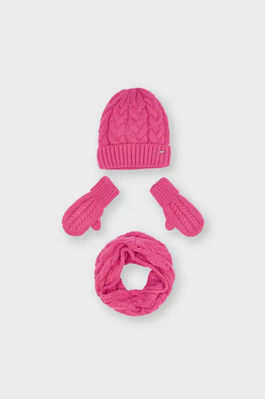 roza Kapa, šal i rukavice Mayoral Za djevojčice