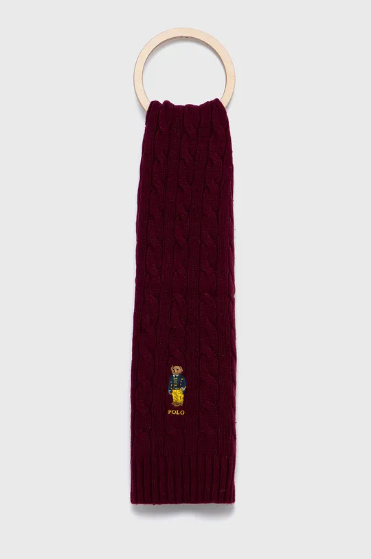 бордо Шапка та шарф з домішкою вовни Polo Ralph Lauren