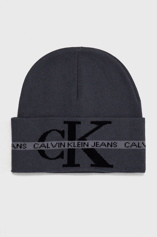 Calvin Klein Jeans Czapka i szalik bawełniany szary