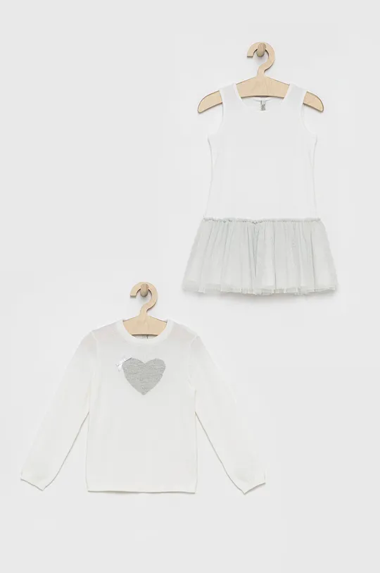 biela Dievčenské šaty a sveter Birba&Trybeyond Dievčenský