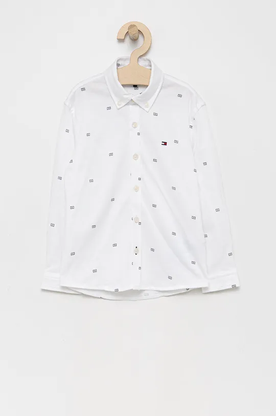 белый Детская хлопковая рубашка Tommy Hilfiger Для мальчиков