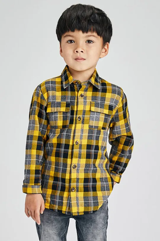 жёлтый Детская хлопковая рубашка Mayoral Для мальчиков