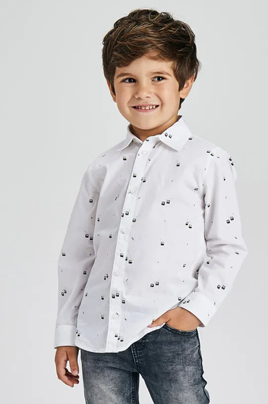 белый Детская хлопковая рубашка Mayoral Для мальчиков