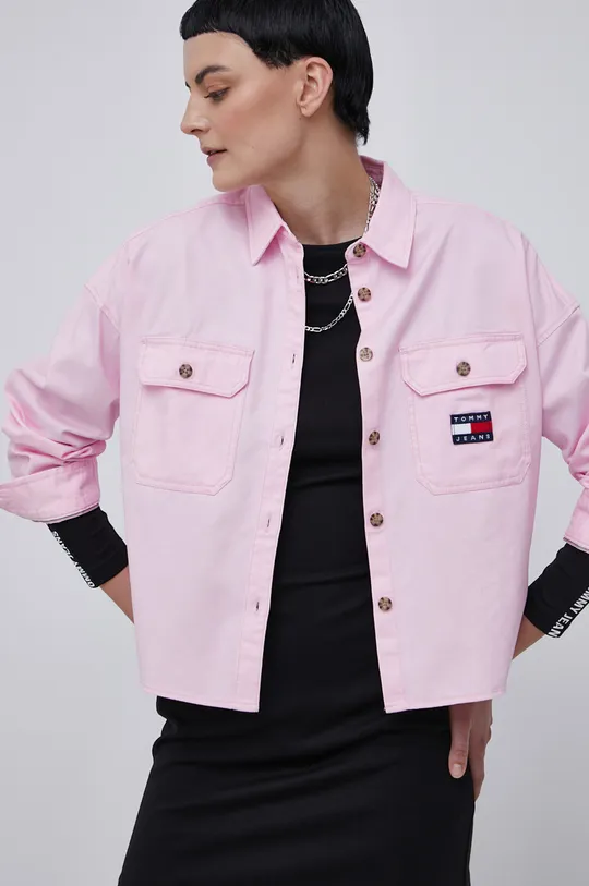 розовый Хлопковая рубашка Tommy Jeans Женский