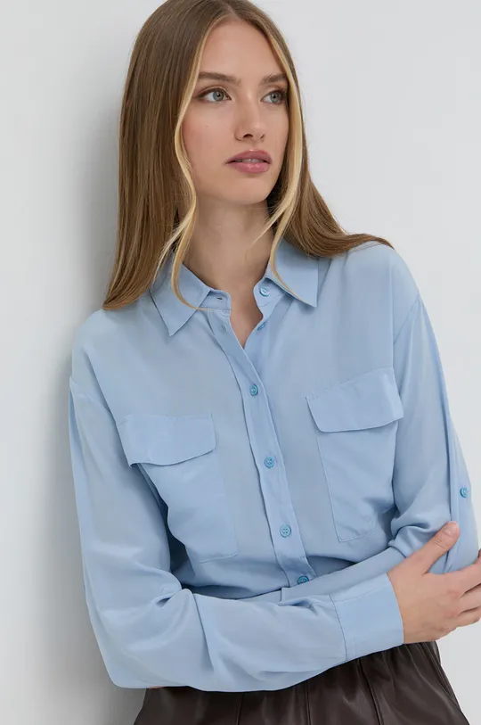μπλε Μεταξωτό πουκάμισο Boss Γυναικεία