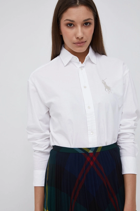 biały Polo Ralph Lauren Koszula bawełniana 211846923001 Damski