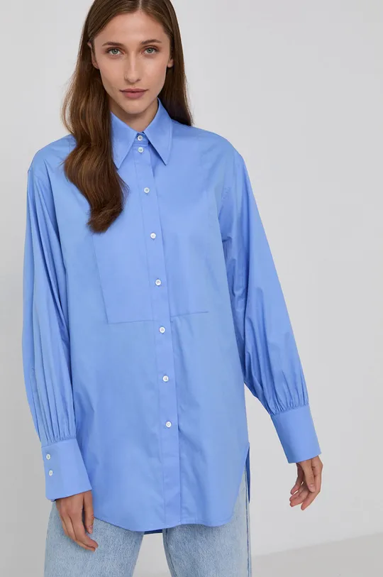 modrá Bavlnená košeľa Victoria Victoria Beckham Dámsky