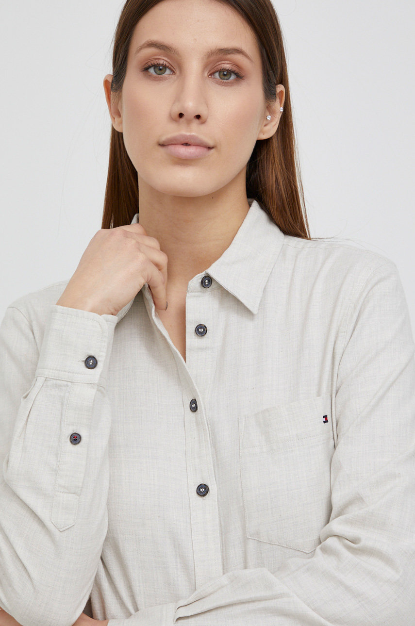 Рубашка Tommy Hilfiger женская цвет серый relaxed классический воротник ...