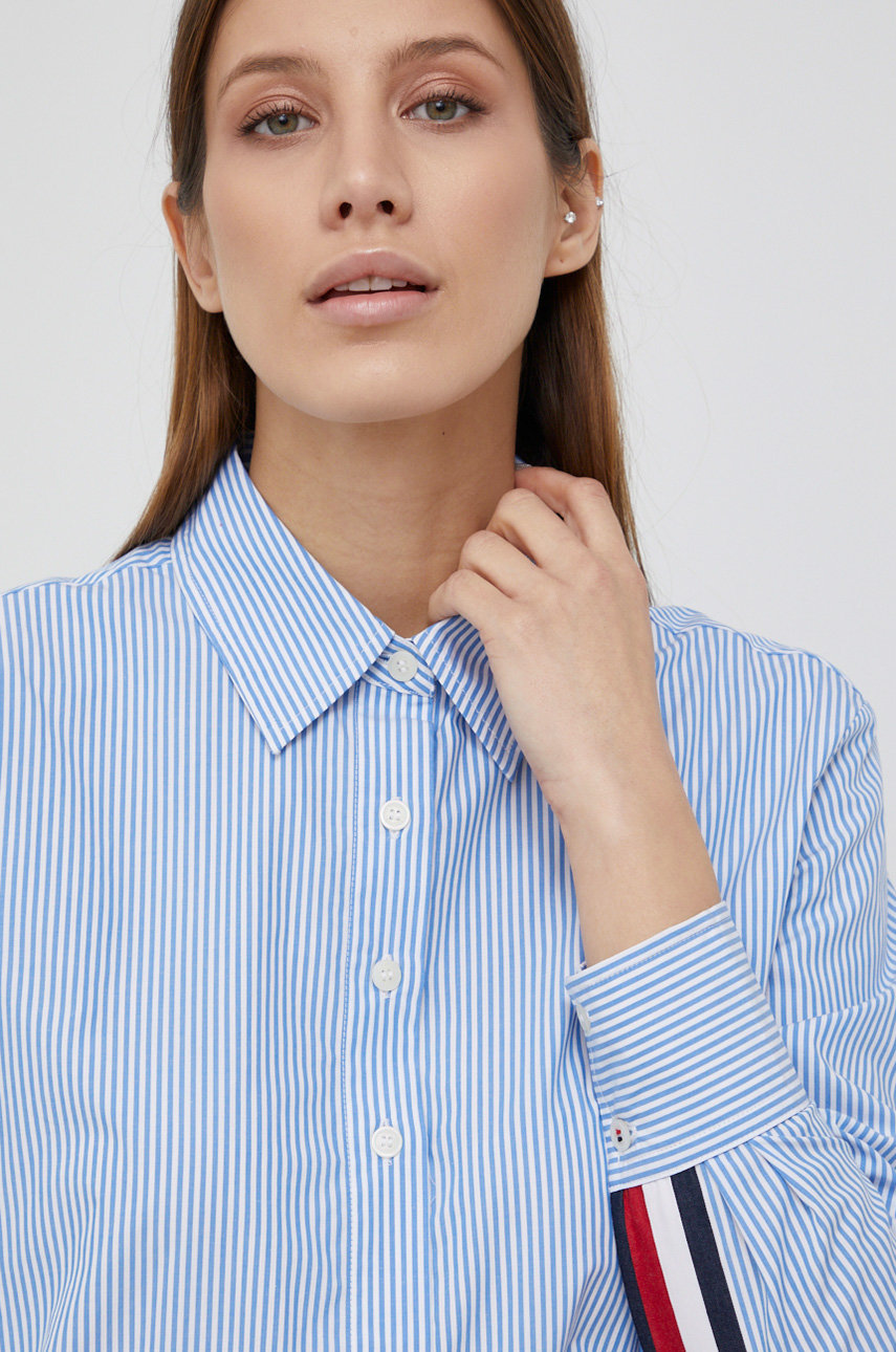 Хлопковая рубашка Tommy Hilfiger женская regular классический воротник ...