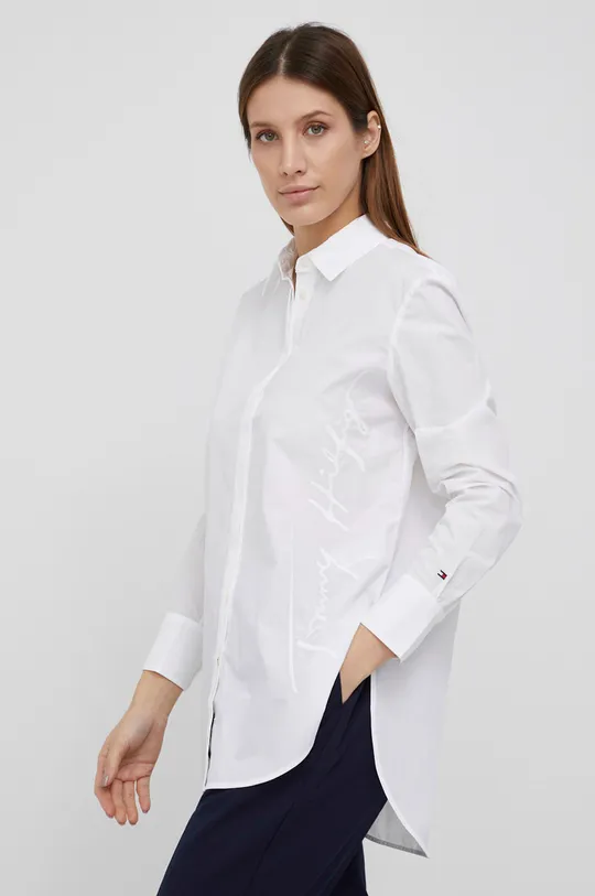 λευκό Tommy Hilfiger - Βαμβακερό πουκάμισο Γυναικεία