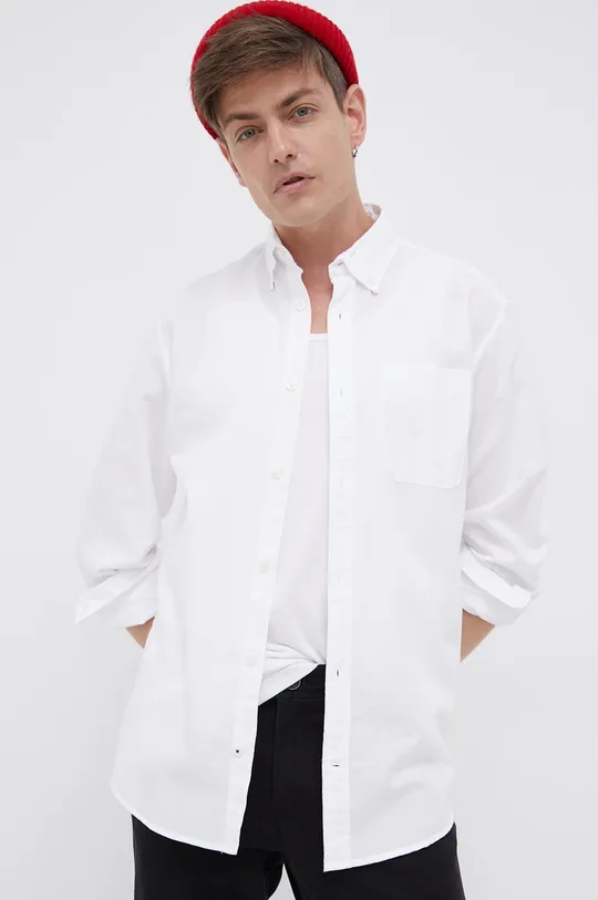 biela Bavlnená košeľa Produkt by Jack & Jones Pánsky