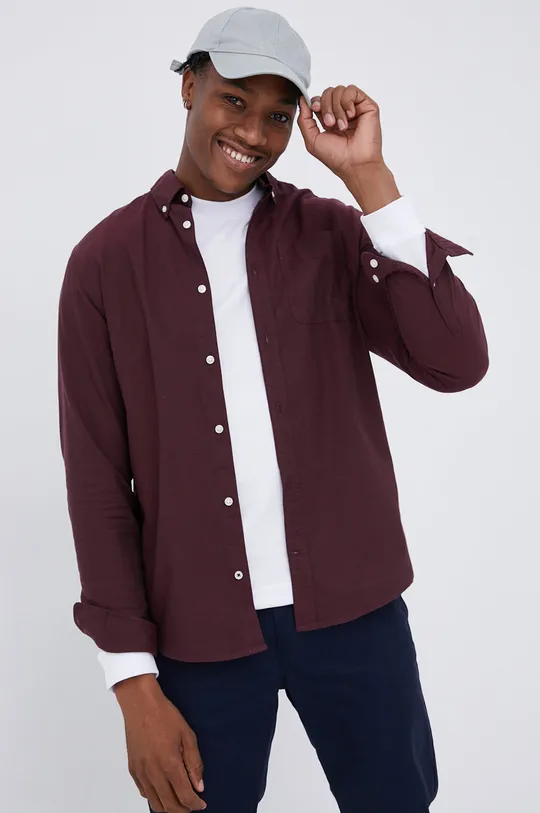 fialová Bavlnená košeľa Produkt by Jack & Jones Pánsky
