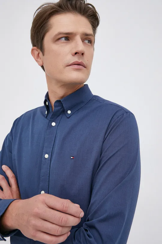 σκούρο μπλε Βαμβακερό πουκάμισο Tommy Hilfiger Ανδρικά