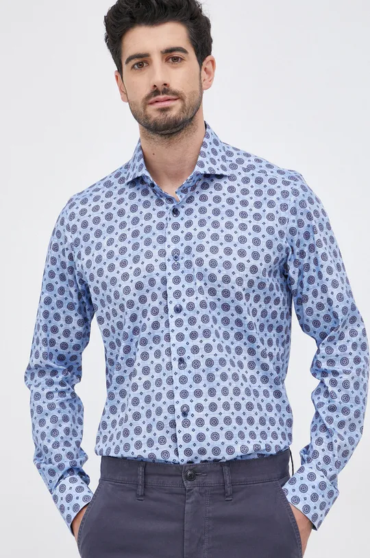 μπλε Βαμβακερό πουκάμισο Emanuel Berg Ανδρικά