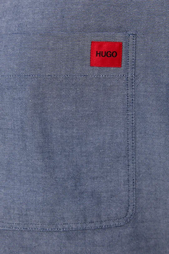 Хлопковая рубашка Hugo голубой