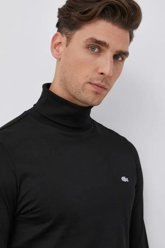 μαύρο Βαμβακερό πουκάμισο με μακριά μανίκια Lacoste