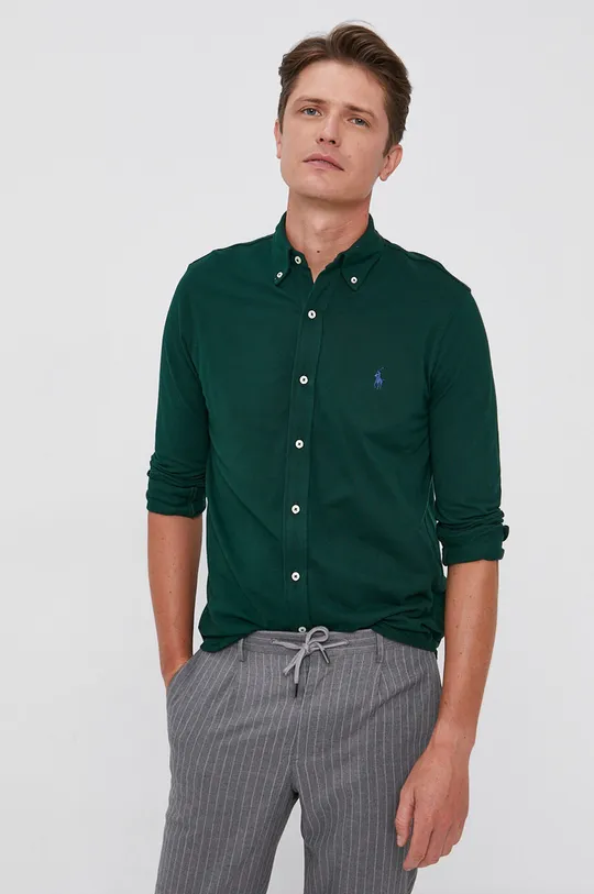 zelená Bavlnená košeľa Polo Ralph Lauren Pánsky