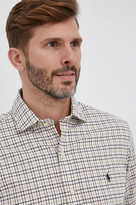 béžová Bavlnená košeľa Polo Ralph Lauren Pánsky