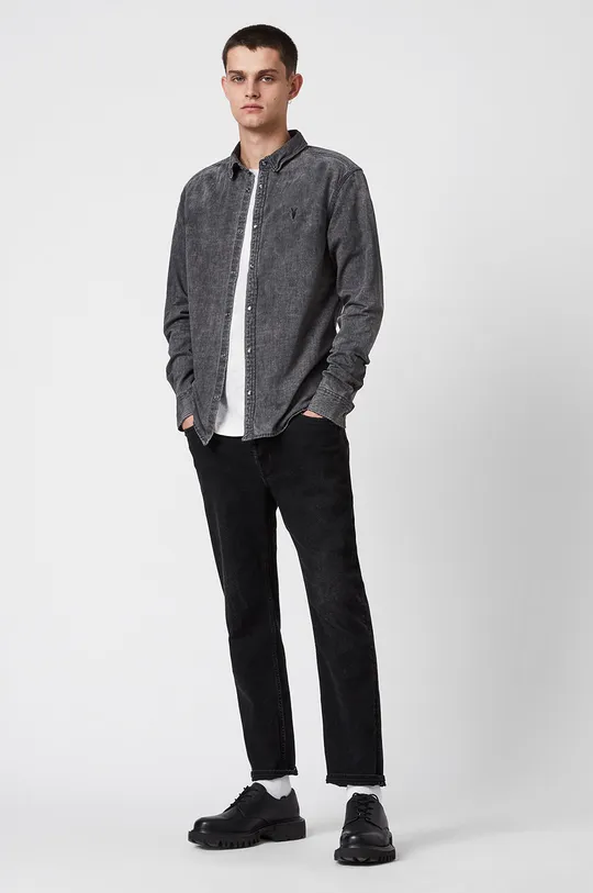 AllSaints Koszula bawełniana BURLINGTON SHIRT szary