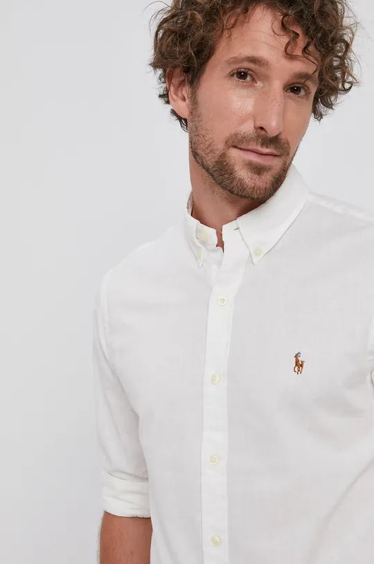 λευκό Βαμβακερό πουκάμισο Polo Ralph Lauren Ανδρικά