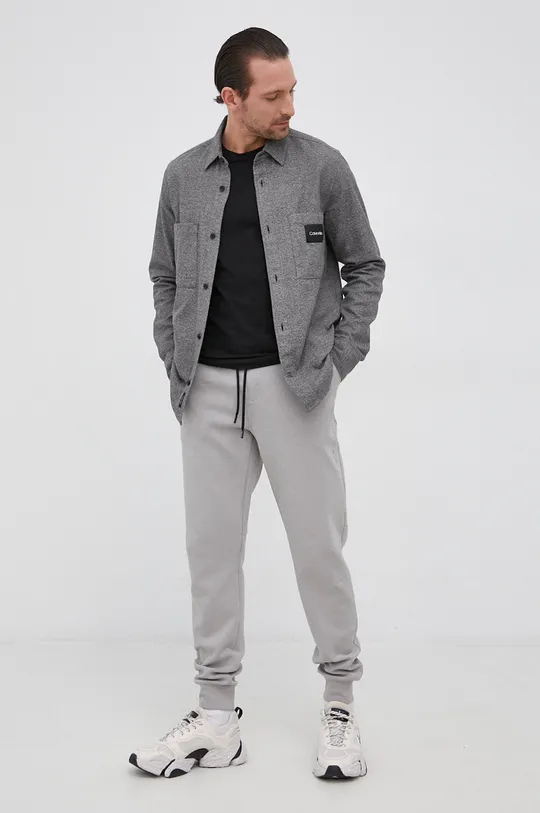 Bavlnená košeľa Calvin Klein sivá