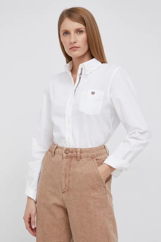 λευκό Βαμβακερό πουκάμισο Gant Γυναικεία